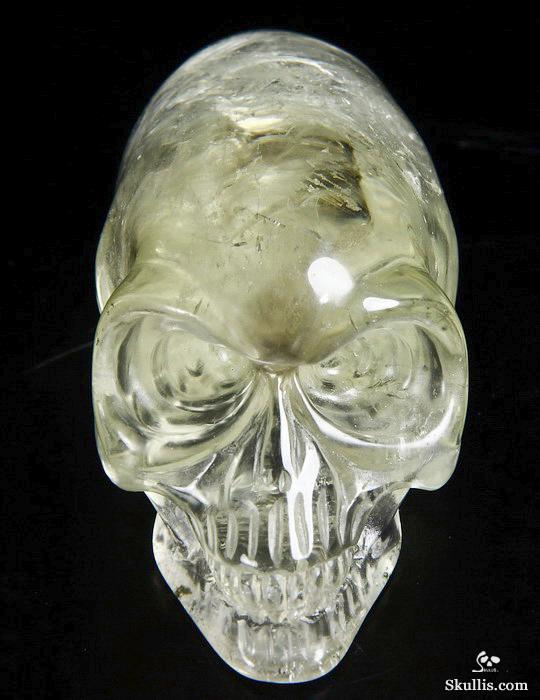 Clear 3.3" Citrine Carved Elongated Mayan Alien Crystal Skull Clear 3.3" Citrine Carved Elongated Mayan Alien Crystal Skull