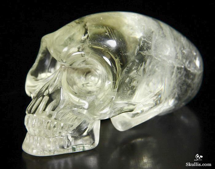 Clear 3.3" Citrine Carved Elongated Mayan Alien Crystal Skull Clear 3.3" Citrine Carved Elongated Mayan Alien Crystal Skull