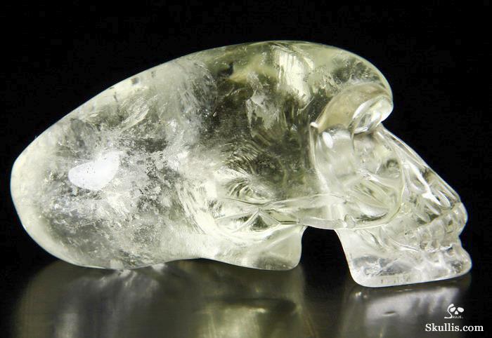 Clear 3.3" Citrine Carved Elongated Mayan Alien Crystal Skull Clear 3.3" Citrine Carved Elongated Mayan Alien Crystal Skull