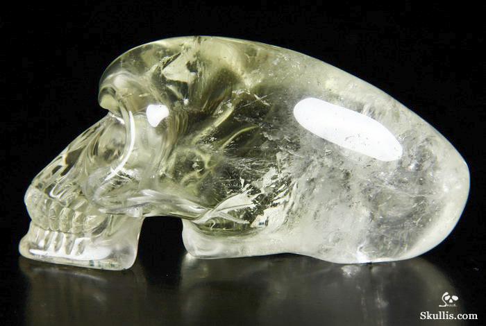 Clear 3.3" Citrine Carved Elongated Mayan Alien Crystal Skull Clear 3.3" Citrine Carved Elongated Mayan Alien Crystal Skull