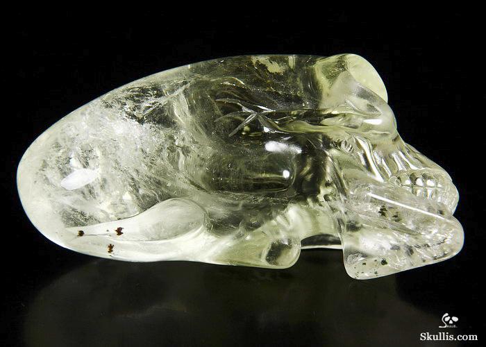 Clear 3.3" Citrine Carved Elongated Mayan Alien Crystal Skull Clear 3.3" Citrine Carved Elongated Mayan Alien Crystal Skull