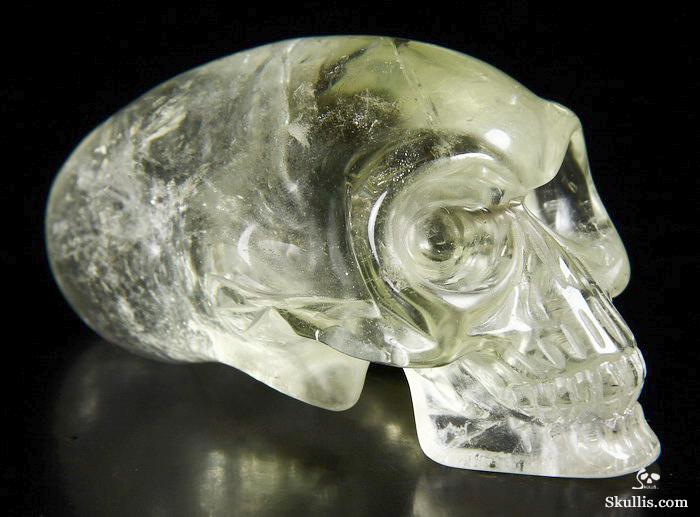 Clear 3.3" Citrine Carved Elongated Mayan Alien Crystal Skull Clear 3.3" Citrine Carved Elongated Mayan Alien Crystal Skull