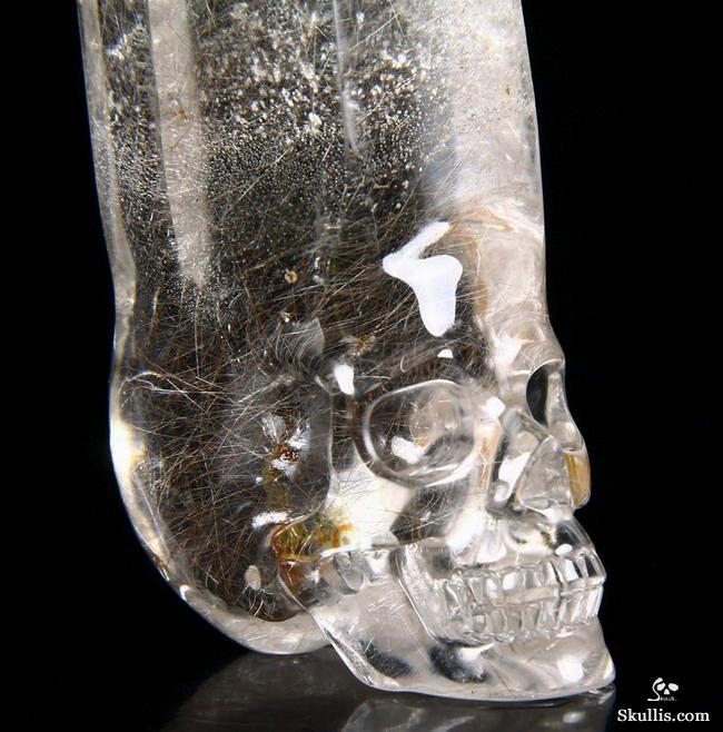 Gemstone 4.1" Rutilated Quartz Rock Crystal Carved Crystal Skull, Wand/Point Gemstone 4.1" Rutilated Quartz Rock Crystal Carved Crystal Skull, Wand/Point