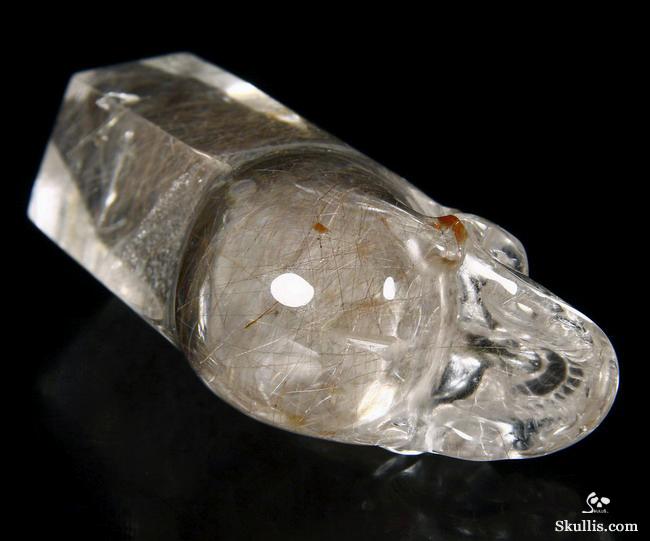 Gemstone 4.1" Rutilated Quartz Rock Crystal Carved Crystal Skull, Wand/Point Gemstone 4.1" Rutilated Quartz Rock Crystal Carved Crystal Skull, Wand/Point