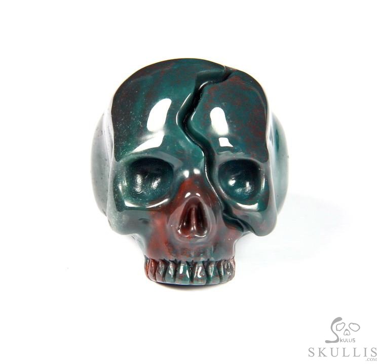 Jawless Skull Ring - US size 8 Bloodstone Hand Carved Crystal Skull Ring, Crytstal Healing Skull Jewelry, for Women & Men Jawless Skull Ring - US size 8 Bloodstone Hand Carved Crystal Skull Ring, Crytstal Healing Skull Jewelry, for Women & Men