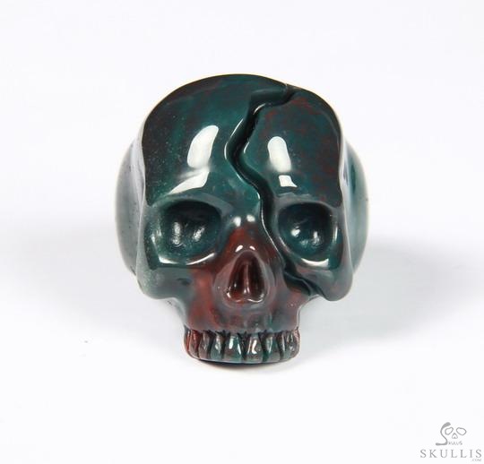 Jawless Skull Ring - US size 8 Bloodstone Hand Carved Crystal Skull Ring, Crytstal Healing Skull Jewelry, for Women & Men Jawless Skull Ring - US size 8 Bloodstone Hand Carved Crystal Skull Ring, Crytstal Healing Skull Jewelry, for Women & Men