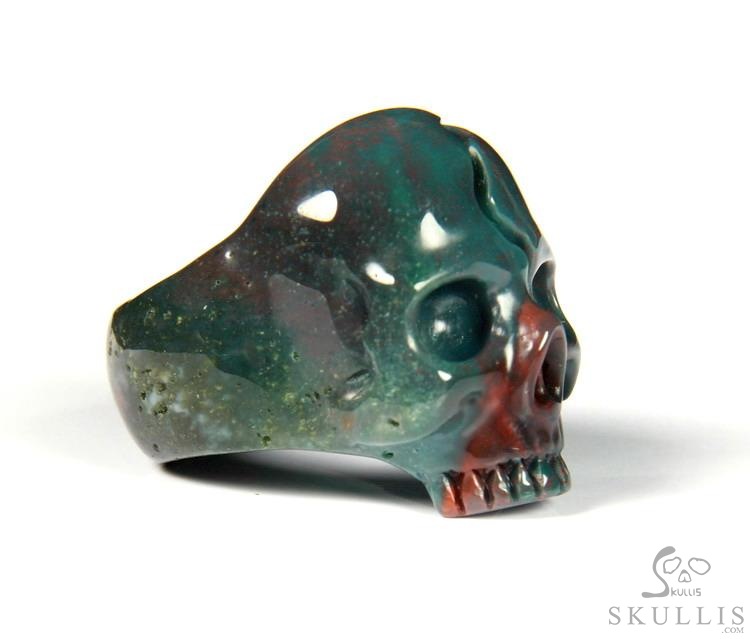 Jawless Skull Ring - US size 8 Bloodstone Hand Carved Crystal Skull Ring, Crytstal Healing Skull Jewelry, for Women & Men Jawless Skull Ring - US size 8 Bloodstone Hand Carved Crystal Skull Ring, Crytstal Healing Skull Jewelry, for Women & Men