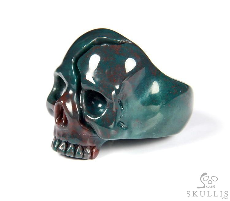 Jawless Skull Ring - US size 8 Bloodstone Hand Carved Crystal Skull Ring, Crytstal Healing Skull Jewelry, for Women & Men Jawless Skull Ring - US size 8 Bloodstone Hand Carved Crystal Skull Ring, Crytstal Healing Skull Jewelry, for Women & Men