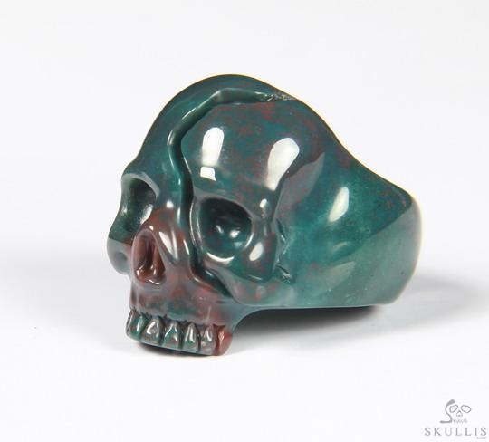 Jawless Skull Ring - US size 8 Bloodstone Hand Carved Crystal Skull Ring, Crytstal Healing Skull Jewelry, for Women & Men Jawless Skull Ring - US size 8 Bloodstone Hand Carved Crystal Skull Ring, Crytstal Healing Skull Jewelry, for Women & Men