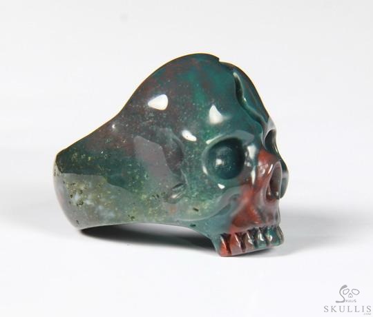 Jawless Skull Ring - US size 8 Bloodstone Hand Carved Crystal Skull Ring, Crytstal Healing Skull Jewelry, for Women & Men Jawless Skull Ring - US size 8 Bloodstone Hand Carved Crystal Skull Ring, Crytstal Healing Skull Jewelry, for Women & Men