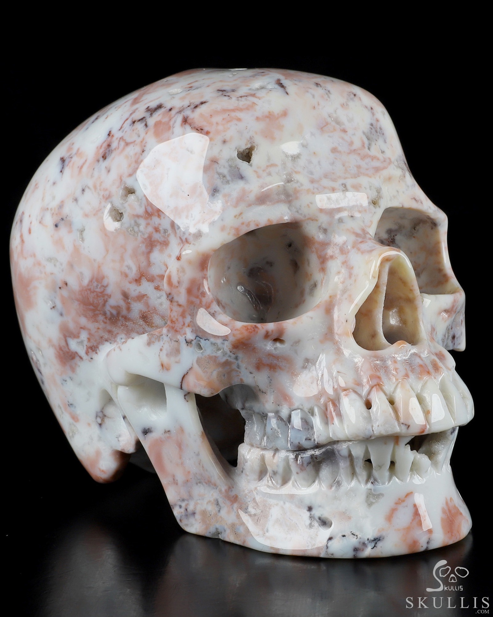 Huge 5.1" Pink Ocean Agate Carved Crystal Skull Huge 5.1" Pink Ocean Agate Carved Crystal Skull