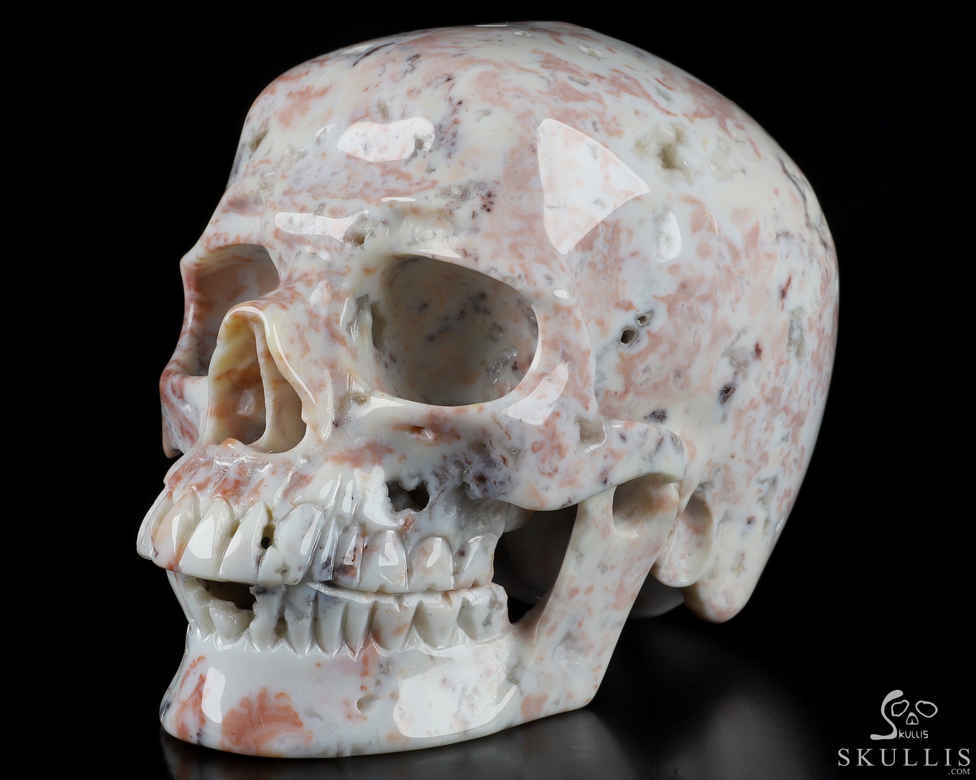 Huge 5.1" Pink Ocean Agate Carved Crystal Skull Huge 5.1" Pink Ocean Agate Carved Crystal Skull