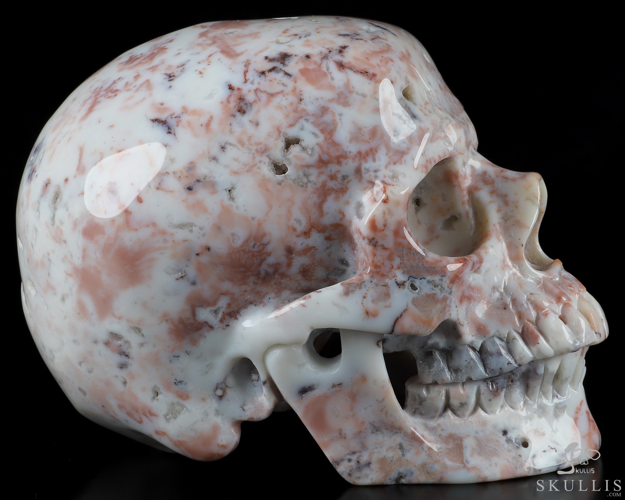 Huge 5.1" Pink Ocean Agate Carved Crystal Skull Huge 5.1" Pink Ocean Agate Carved Crystal Skull