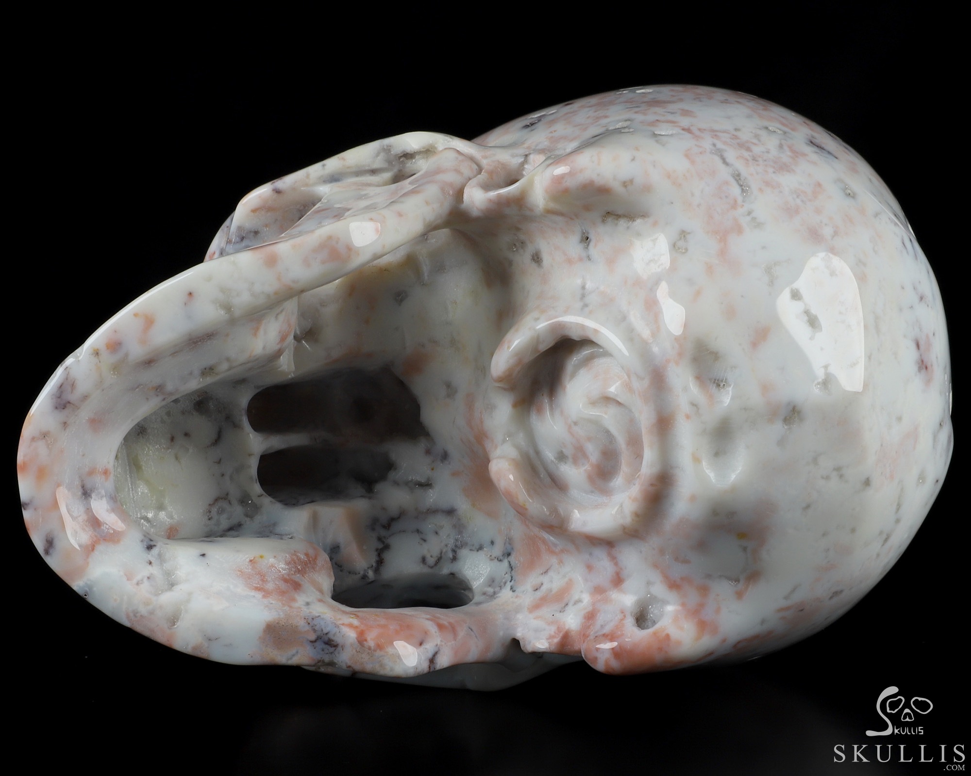 Huge 5.1" Pink Ocean Agate Carved Crystal Skull Huge 5.1" Pink Ocean Agate Carved Crystal Skull