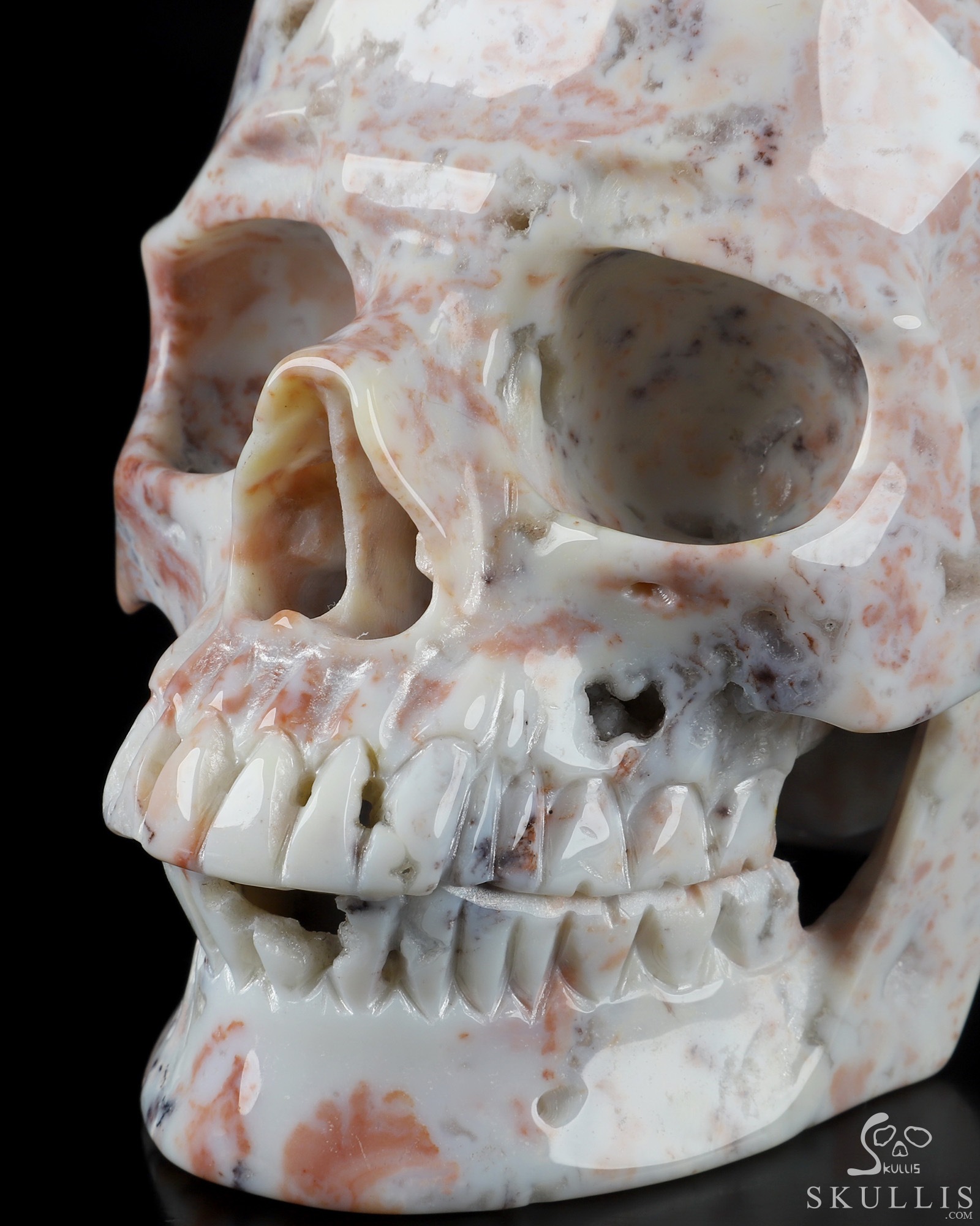 Huge 5.1" Pink Ocean Agate Carved Crystal Skull Huge 5.1" Pink Ocean Agate Carved Crystal Skull