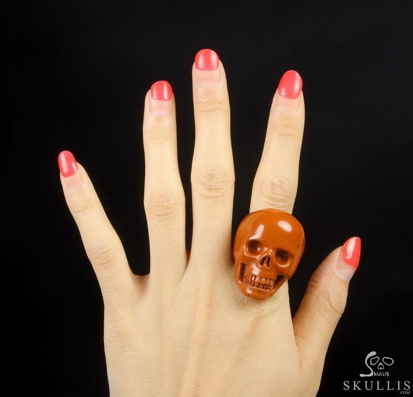 The Poetic Dreamer - US size 11.5 Red Jasper Hand Carved Crystal Skull Ring, Crystal Healing Skull Jewelry, for Women & Men The Poetic Dreamer - US size 11.5 Red Jasper Hand Carved Crystal Skull Ring, Crystal Healing Skull Jewelry, for Women & Men