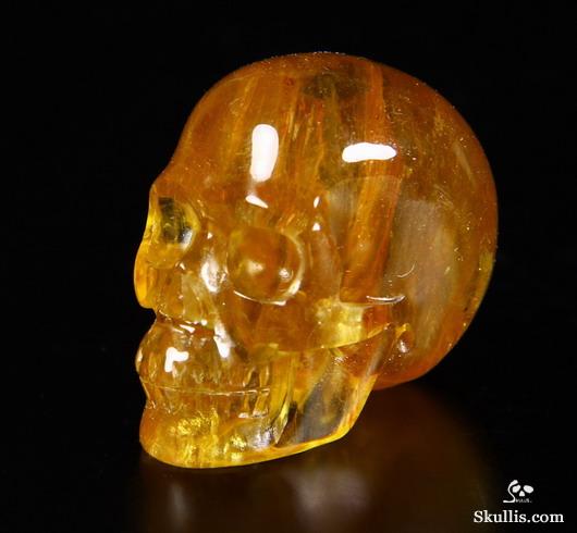 Gemstone 1.5" Orange Fluorite Carved Crystal Skull, Realistic Gemstone 1.5" Orange Fluorite Carved Crystal Skull, Realistic