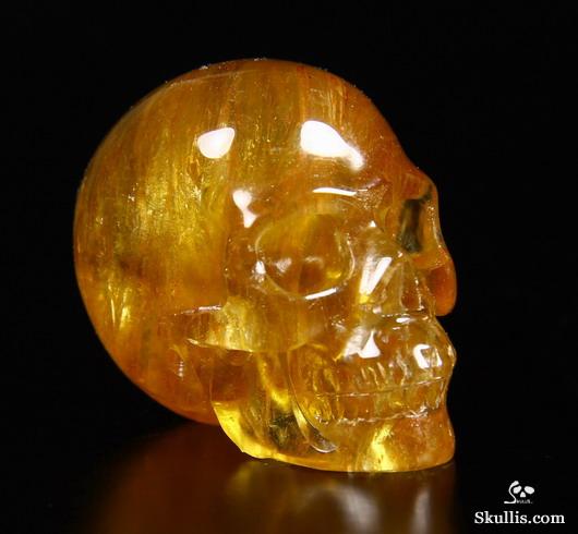 Gemstone 1.5" Orange Fluorite Carved Crystal Skull, Realistic Gemstone 1.5" Orange Fluorite Carved Crystal Skull, Realistic