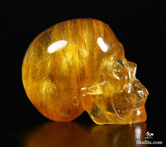 Gemstone 1.5" Orange Fluorite Carved Crystal Skull, Realistic Gemstone 1.5" Orange Fluorite Carved Crystal Skull, Realistic
