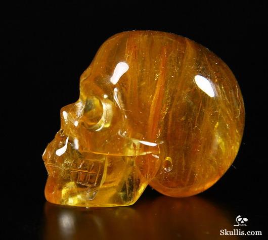 Gemstone 1.5" Orange Fluorite Carved Crystal Skull, Realistic Gemstone 1.5" Orange Fluorite Carved Crystal Skull, Realistic