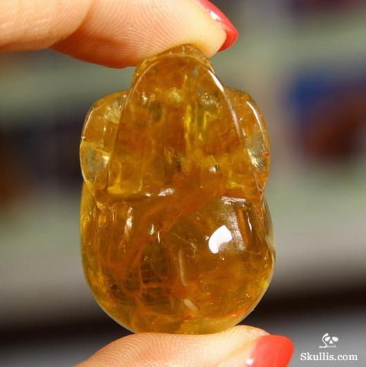 Gemstone 1.5" Orange Fluorite Carved Crystal Skull, Realistic Gemstone 1.5" Orange Fluorite Carved Crystal Skull, Realistic