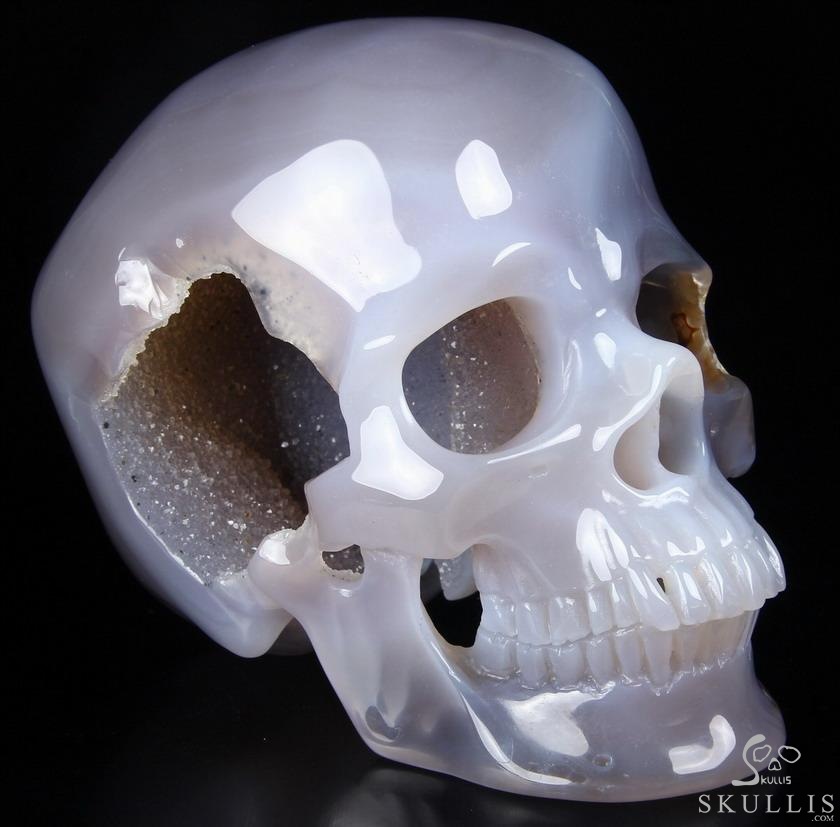 Huge 6.0" Grey & White Agate Carved Crystal Skull,Super Realistic Huge 6.0" Grey & White Agate Carved Crystal Skull,Super Realistic