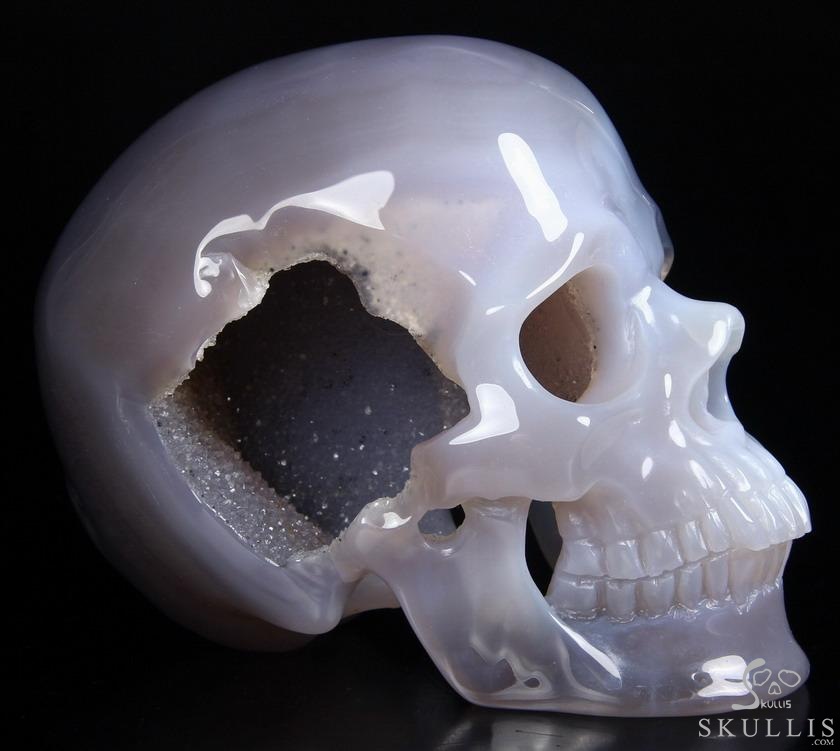 Huge 6.0" Grey & White Agate Carved Crystal Skull,Super Realistic Huge 6.0" Grey & White Agate Carved Crystal Skull,Super Realistic