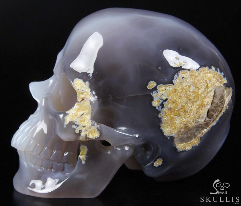 Huge 6.0" Grey & White Agate Carved Crystal Skull,Super Realistic Huge 6.0" Grey & White Agate Carved Crystal Skull,Super Realistic