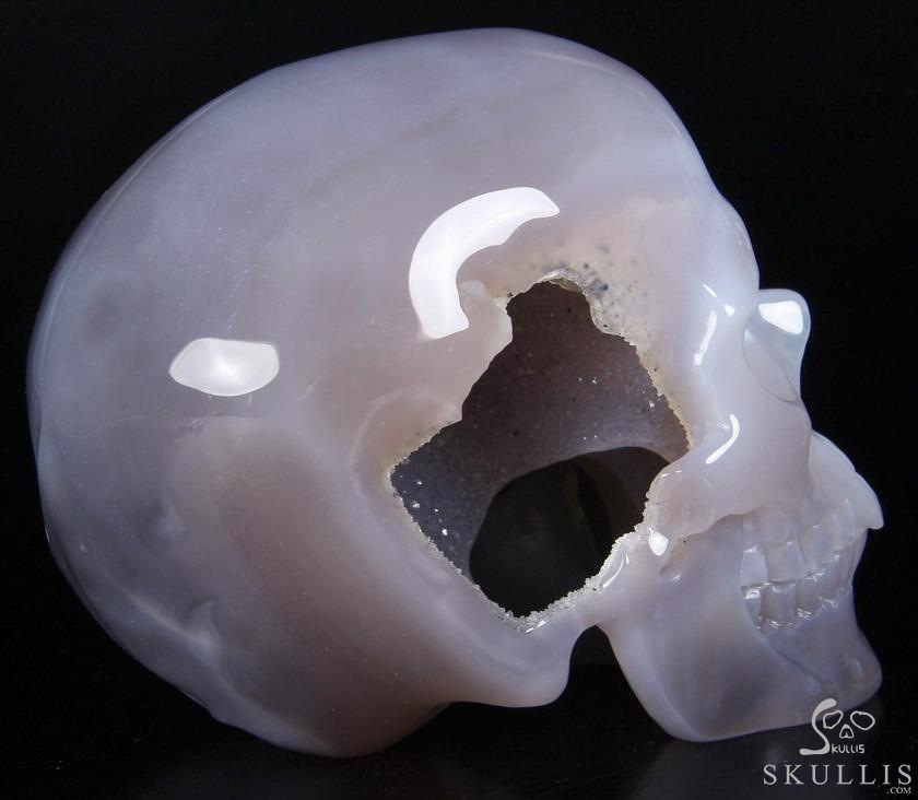 Huge 6.0" Grey & White Agate Carved Crystal Skull,Super Realistic Huge 6.0" Grey & White Agate Carved Crystal Skull,Super Realistic