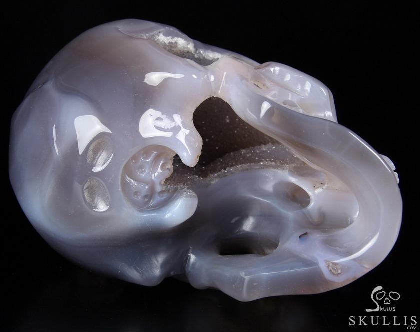Huge 6.0" Grey & White Agate Carved Crystal Skull,Super Realistic Huge 6.0" Grey & White Agate Carved Crystal Skull,Super Realistic