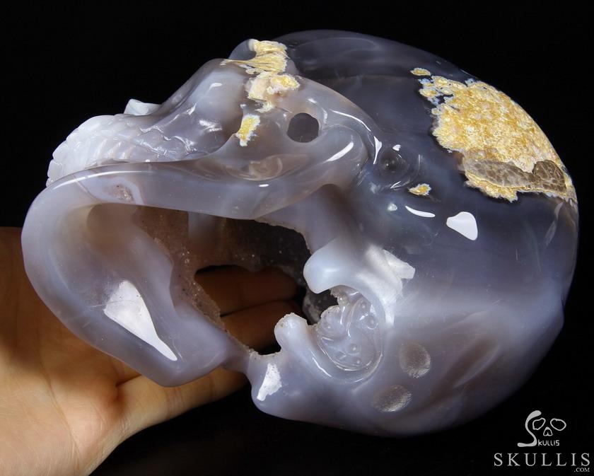 Huge 6.0" Grey & White Agate Carved Crystal Skull,Super Realistic Huge 6.0" Grey & White Agate Carved Crystal Skull,Super Realistic