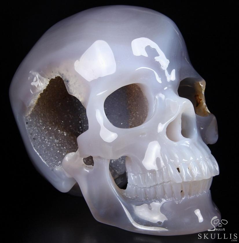 Huge 6.0" Grey & White Agate Carved Crystal Skull,Super Realistic Huge 6.0" Grey & White Agate Carved Crystal Skull,Super Realistic