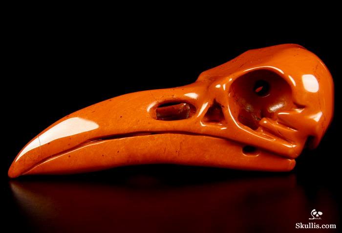Huge 4.7" Red Jasper Carved Crystal Raven Skull Huge 4.7" Red Jasper Carved Crystal Raven Skull