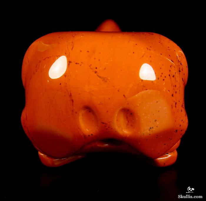 Huge 4.7" Red Jasper Carved Crystal Raven Skull Huge 4.7" Red Jasper Carved Crystal Raven Skull