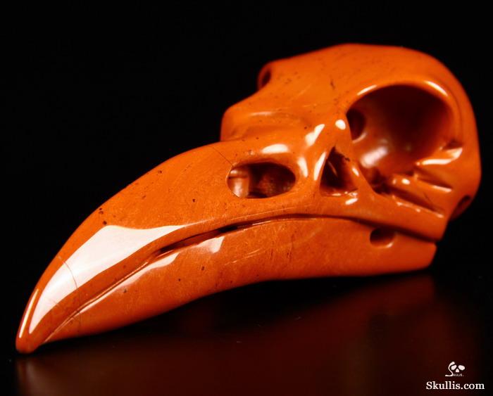 Huge 4.7" Red Jasper Carved Crystal Raven Skull Huge 4.7" Red Jasper Carved Crystal Raven Skull