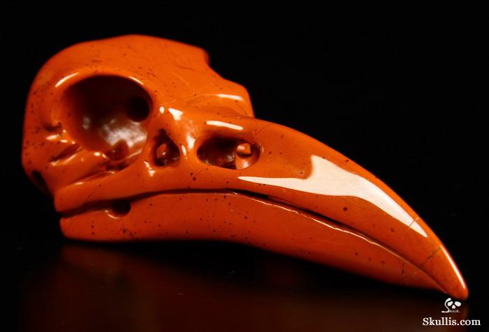 Huge 4.7" Red Jasper Carved Crystal Raven Skull Huge 4.7" Red Jasper Carved Crystal Raven Skull