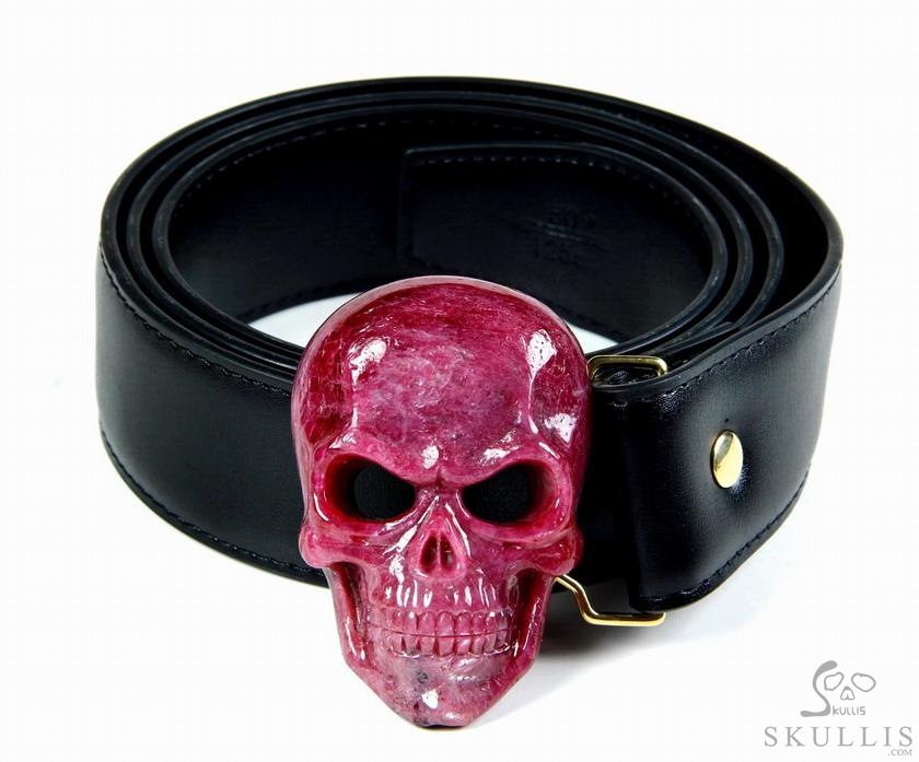 The Vanguard Buckle - Ruby Hand Carved Crystal Skull Buckle with 18K Gold, Crystal Healing Skull Jewelry, for Women & Men The Vanguard Buckle - Ruby Hand Carved Crystal Skull Buckle with 18K Gold, Crystal Healing Skull Jewelry, for Women & Men