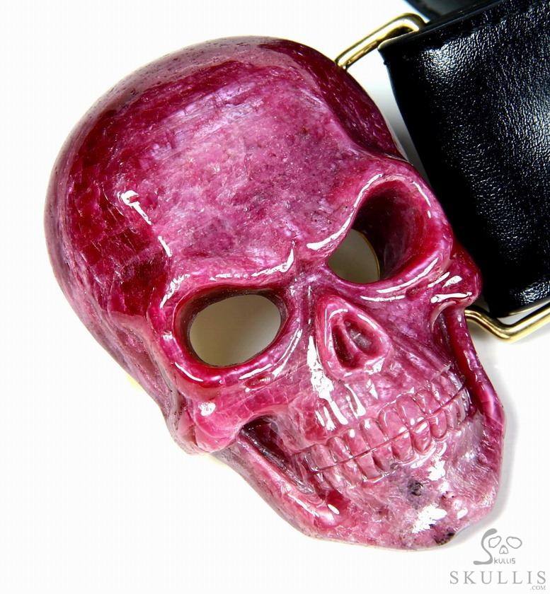 The Vanguard Buckle - Ruby Hand Carved Crystal Skull Buckle with 18K Gold, Crystal Healing Skull Jewelry, for Women & Men The Vanguard Buckle - Ruby Hand Carved Crystal Skull Buckle with 18K Gold, Crystal Healing Skull Jewelry, for Women & Men