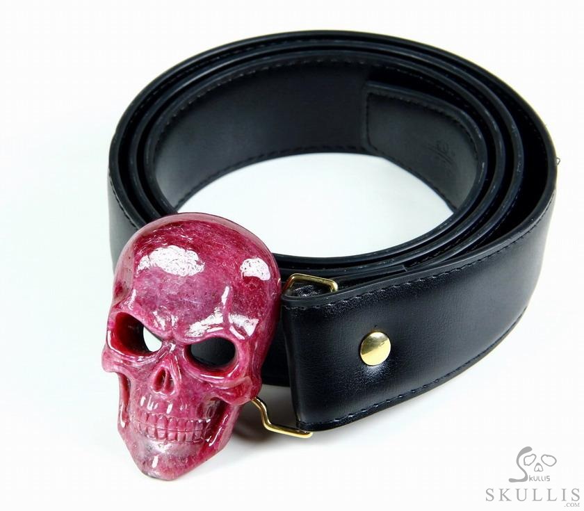 The Vanguard Buckle - Ruby Hand Carved Crystal Skull Buckle with 18K Gold, Crystal Healing Skull Jewelry, for Women & Men The Vanguard Buckle - Ruby Hand Carved Crystal Skull Buckle with 18K Gold, Crystal Healing Skull Jewelry, for Women & Men