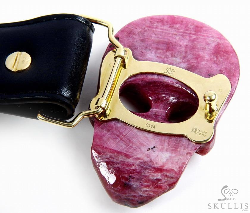 The Vanguard Buckle - Ruby Hand Carved Crystal Skull Buckle with 18K Gold, Crystal Healing Skull Jewelry, for Women & Men The Vanguard Buckle - Ruby Hand Carved Crystal Skull Buckle with 18K Gold, Crystal Healing Skull Jewelry, for Women & Men