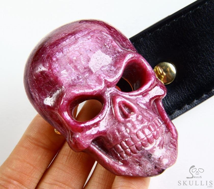 The Vanguard Buckle - Ruby Hand Carved Crystal Skull Buckle with 18K Gold, Crystal Healing Skull Jewelry, for Women & Men The Vanguard Buckle - Ruby Hand Carved Crystal Skull Buckle with 18K Gold, Crystal Healing Skull Jewelry, for Women & Men