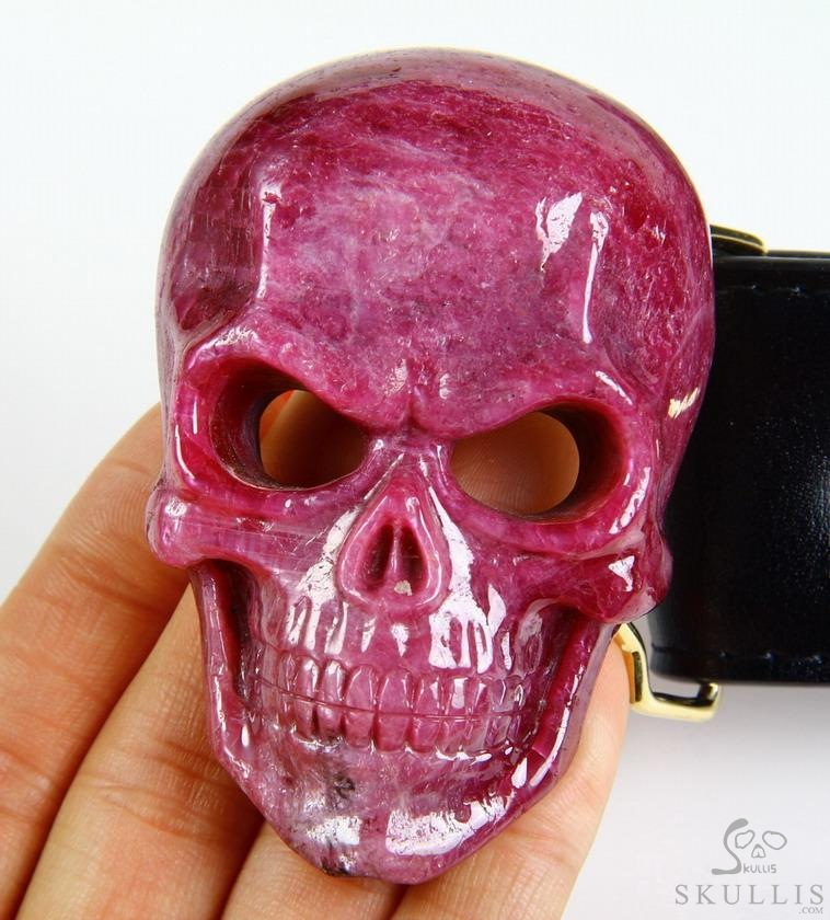 The Vanguard Buckle - Ruby Hand Carved Crystal Skull Buckle with 18K Gold, Crystal Healing Skull Jewelry, for Women & Men The Vanguard Buckle - Ruby Hand Carved Crystal Skull Buckle with 18K Gold, Crystal Healing Skull Jewelry, for Women & Men