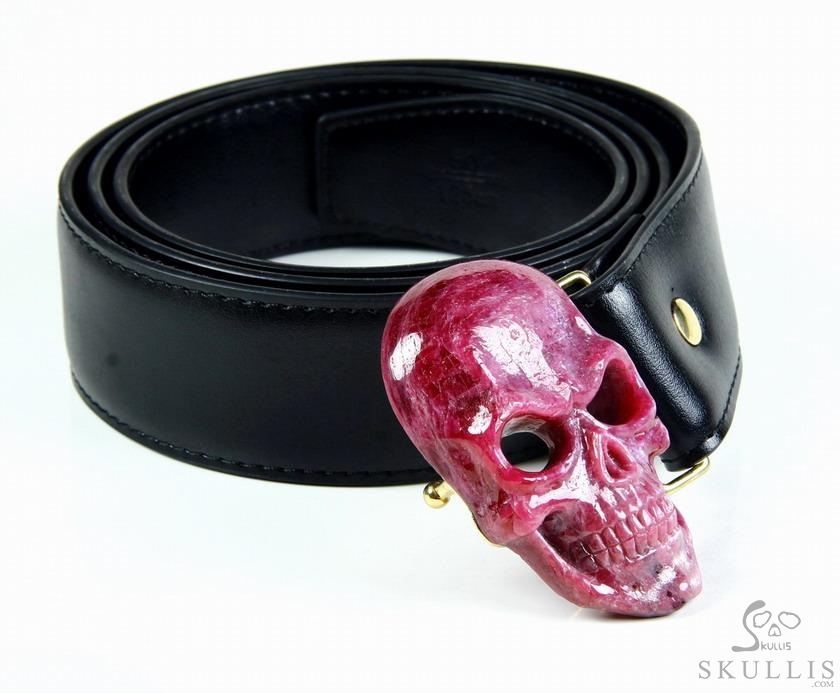 The Vanguard Buckle - Ruby Hand Carved Crystal Skull Buckle with 18K Gold, Crystal Healing Skull Jewelry, for Women & Men The Vanguard Buckle - Ruby Hand Carved Crystal Skull Buckle with 18K Gold, Crystal Healing Skull Jewelry, for Women & Men