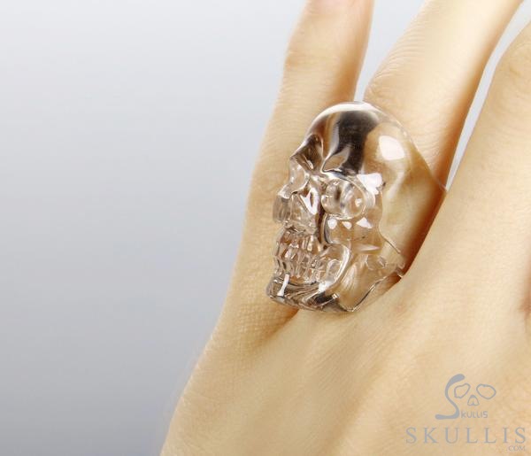The Poetic Dreamer - US size 5 Smoky Quartz Rock Crystal Hand Carved Skull Ring, Crystal Healing Skull Jewelry, for Women & Men The Poetic Dreamer - US size 5 Smoky Quartz Rock Crystal Hand Carved Skull Ring, Crystal Healing Skull Jewelry, for Women & Men