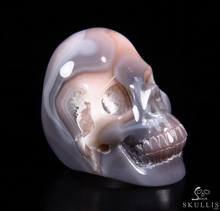 The Poetic Dreamer - US size 8 Mozambique Agate Hand Carved Crystal Skull Ring, Crystal Healing Skull Jewelry, for Women & Men The Poetic Dreamer - US size 8 Mozambique Agate Hand Carved Crystal Skull Ring, Crystal Healing Skull Jewelry, for Women & Men