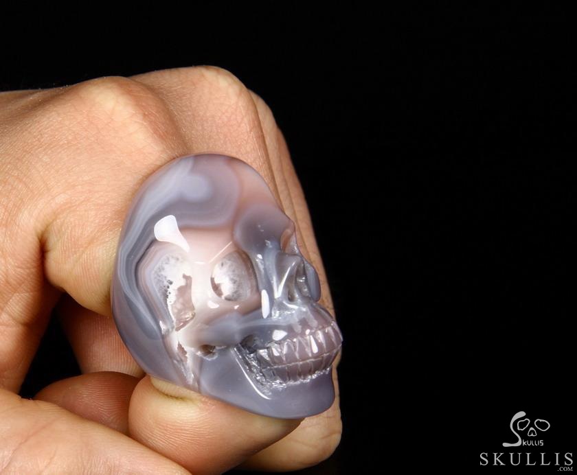 The Poetic Dreamer - US size 8 Mozambique Agate Hand Carved Crystal Skull Ring, Crystal Healing Skull Jewelry, for Women & Men The Poetic Dreamer - US size 8 Mozambique Agate Hand Carved Crystal Skull Ring, Crystal Healing Skull Jewelry, for Women & Men