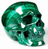 Awesome Gem Quality Huge 5.7" Malachite Carved Crystal Skull, Super Realistic