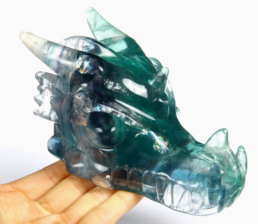 Nice Gemstone Huge 5.5" Fluorite Carved Crystal Skull Nice Gemstone Huge 5.5" Fluorite Carved Crystal Skull