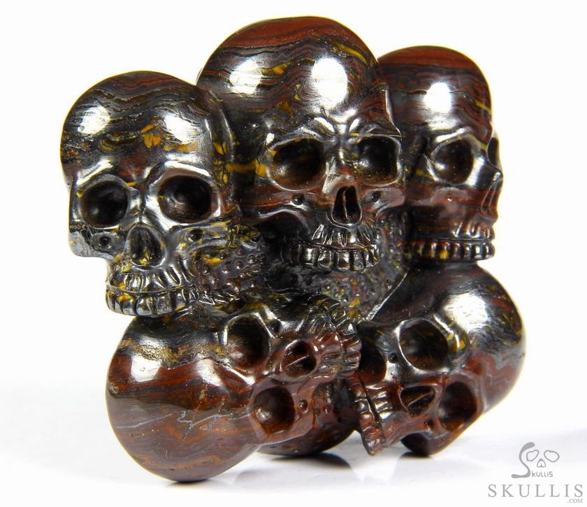 The Circle of Guardians - Tiger Iron Eye Hand Carved Crystal Skulls Buckle, Crystal Healing Skull Jewelry, for Women & Men The Circle of Guardians - Tiger Iron Eye Hand Carved Crystal Skulls Buckle, Crystal Healing Skull Jewelry, for Women & Men