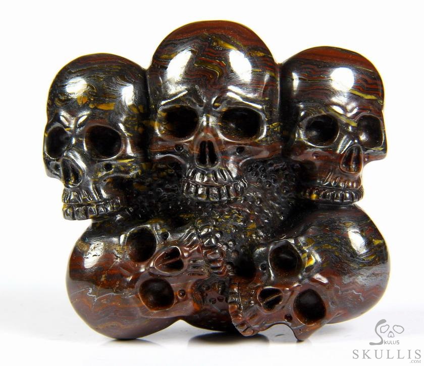 The Circle of Guardians - Tiger Iron Eye Hand Carved Crystal Skulls Buckle, Crystal Healing Skull Jewelry, for Women & Men The Circle of Guardians - Tiger Iron Eye Hand Carved Crystal Skulls Buckle, Crystal Healing Skull Jewelry, for Women & Men